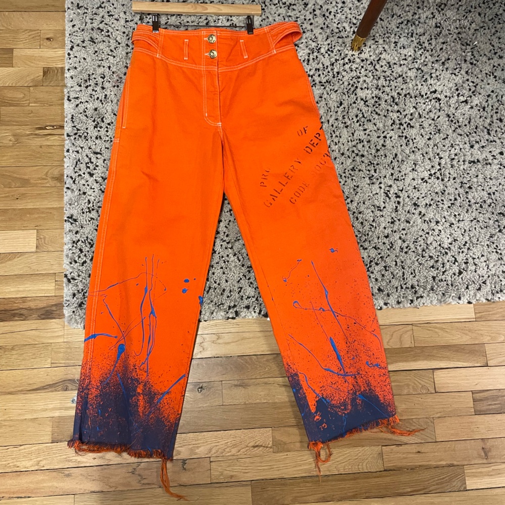 Gallery x lanvin orange splatter jeans